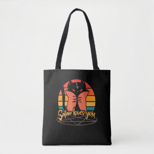 Satan loves you for black cat lover Satanic occult Tote Bag