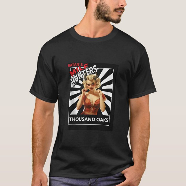 Satan s MILF Hunters of THOUSAND OAKS Retro Devil  T-Shirt (Front)