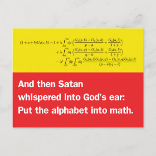 Satan Whispered: Put the Alphabet Into Math Postcard