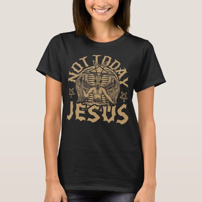 Satanic Baphomet Satan Not Today Jesus Tank TopIf  (Front)
