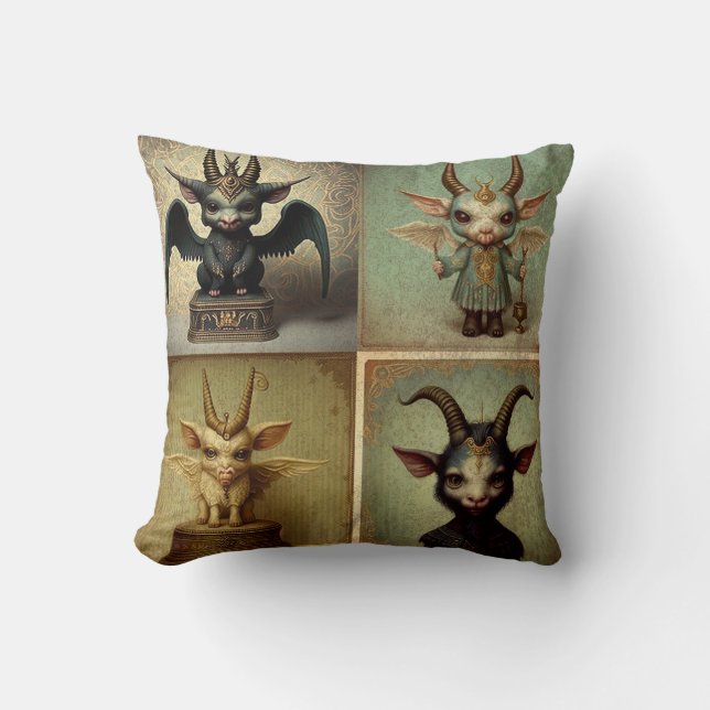 Satanic black goth underground baphomet. cushion (Front)
