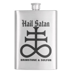 Satanic Cross Hail Satan Brimstone n Sulphur Flask