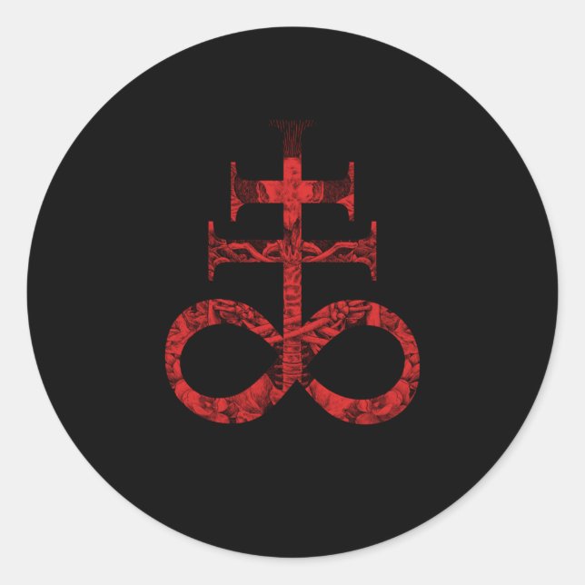 Satanic For Satanist Occult Leviathan Cross Baphom Classic Round Sticker (Front)