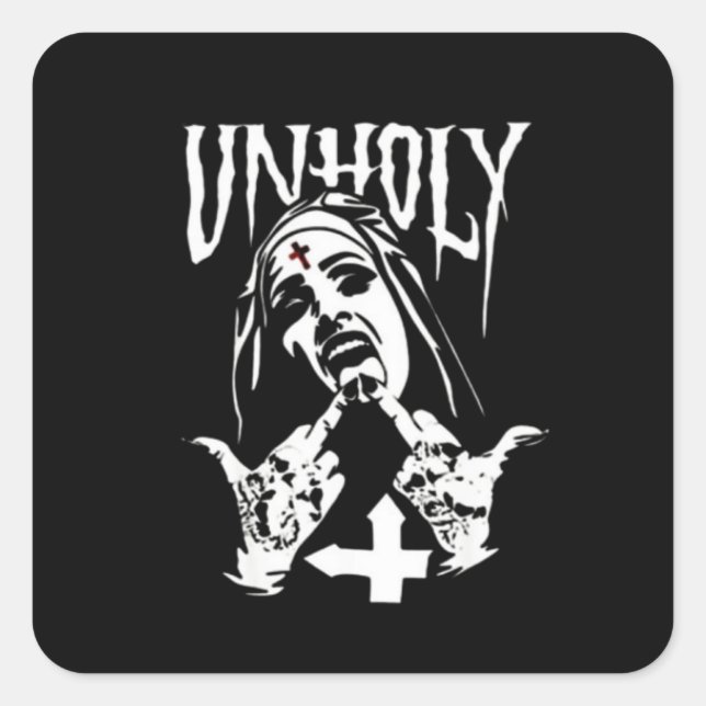 Satanic Nun Tattoos Unholy Square Sticker (Front)