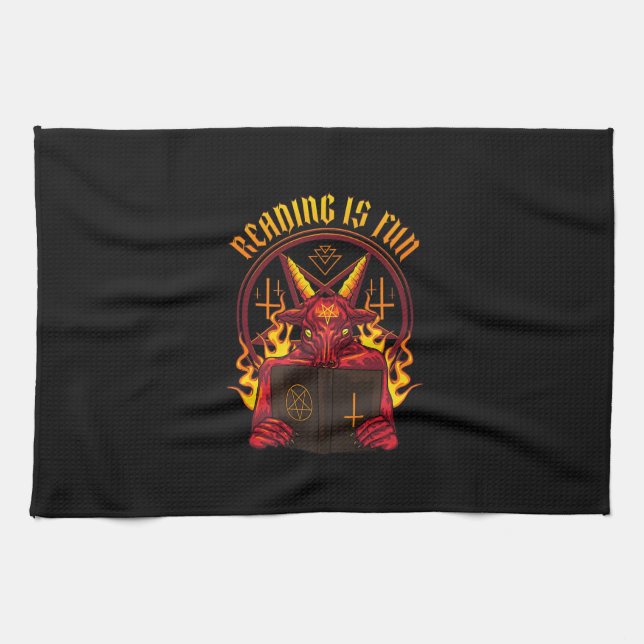Satanic Pagan Goat Premium Tea Towel (Horizontal)