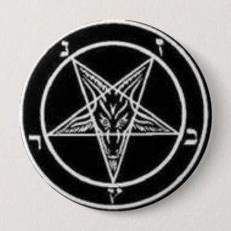 satanic pentagram 10 cm round badge