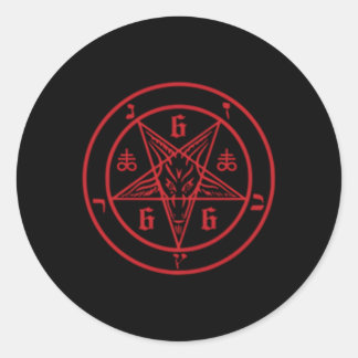 Satanic Pentagram 666 Sigil Of The Devil Baphomet Classic Round Sticker