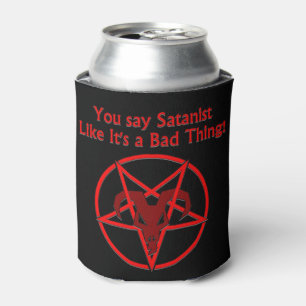 Satanist Bad Thing Dark Humour Goat Pentacle Can Cooler