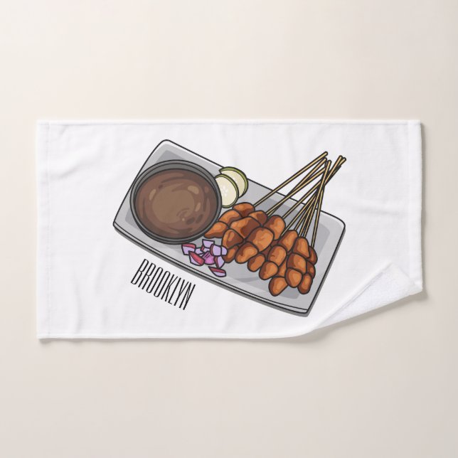 Satay cartoon illustration bath towel set (Hand Towel)