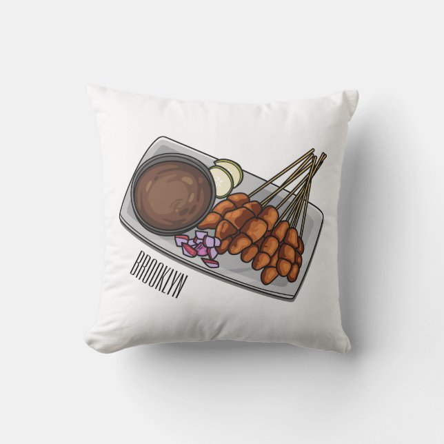 Satay cartoon illustration  cushion (Front)