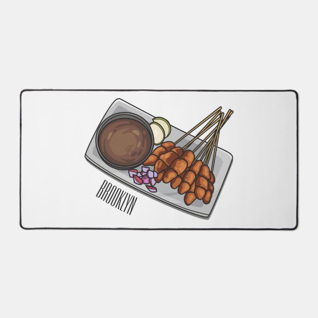 Satay cartoon illustration  desk mat (Front)