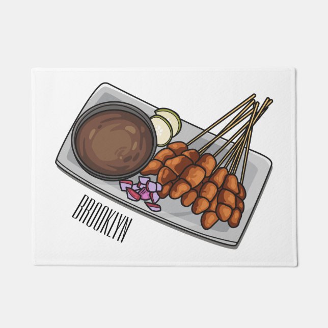 Satay cartoon illustration  doormat (Front)
