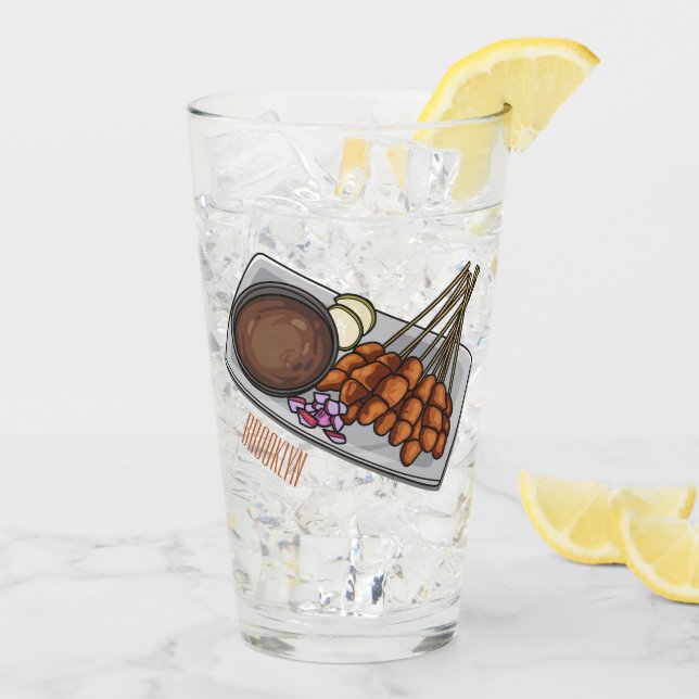 Satay cartoon illustration glass (Back Ice)