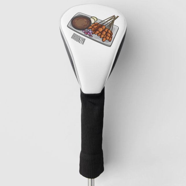 Satay cartoon illustration golf head cover (Front)