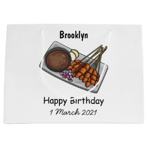 Satay cartoon illustration large gift bag