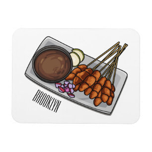 Satay cartoon illustration magnet