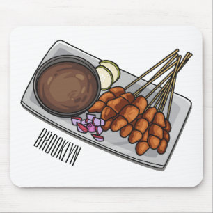 Satay cartoon illustration mouse pad
