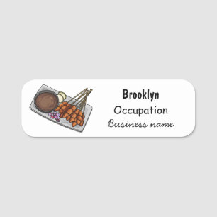 Satay cartoon illustration name tag
