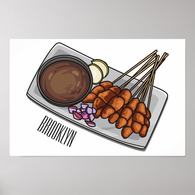 Satay cartoon illustration  poster (Front)