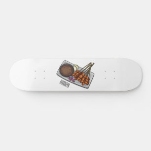Satay cartoon illustration skateboard