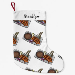 Satay cartoon illustration small christmas stocking
