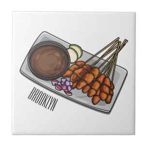 Satay cartoon illustration tile
