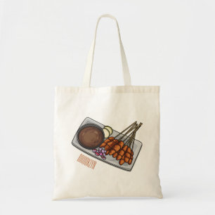 Satay cartoon illustration tote bag