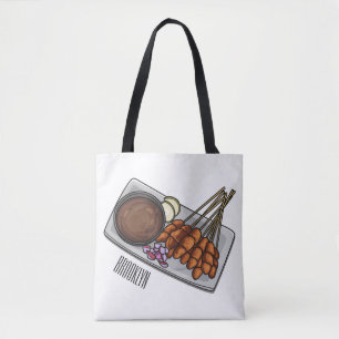Satay cartoon illustration tote bag