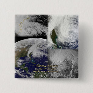 Satellite Collage View of Hurricane Sandy 15 Cm Square Badge