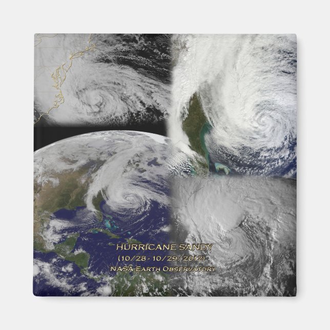 Satellite Collage View of Hurricane Sandy Magnet (Front)