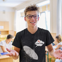 Satellite Dish Backdrop Stars Phrase I LOVE SPACE