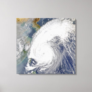 Satellite image of a typhoon canvas print