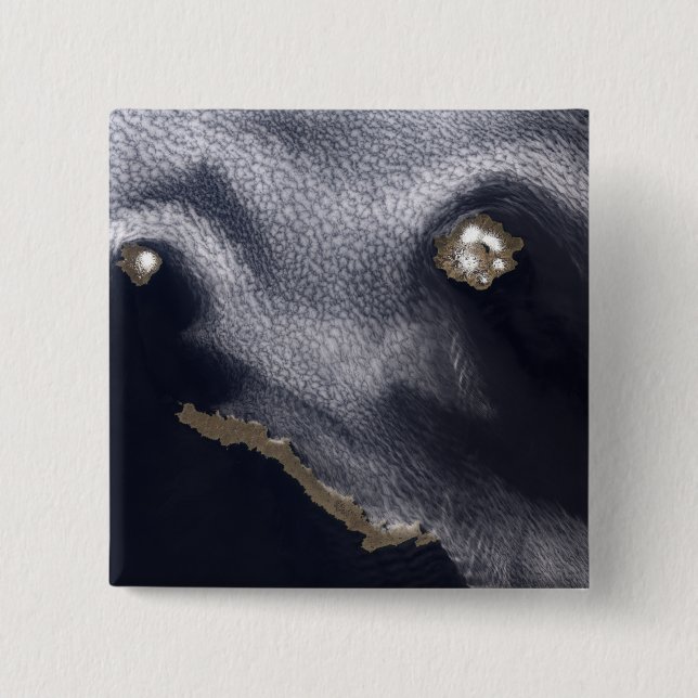 Satellite image of Semisopochnoi Island 15 Cm Square Badge (Front)