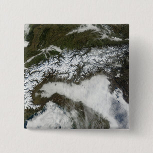 Satellite image of The Alps mountain range 15 Cm Square Badge