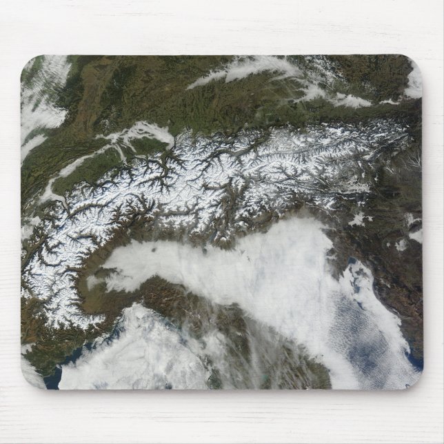 Satellite image of The Alps mountain range Mouse Pad (Front)