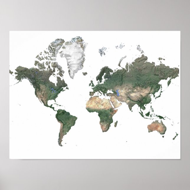 Satellite Image World Map Poster (Front)