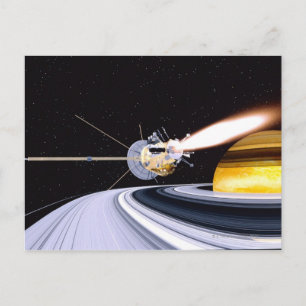 Satellite orbiting Saturn Postcard