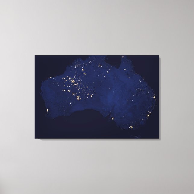 Satellite The Night Lights Of Australia. Canvas Print (Front)