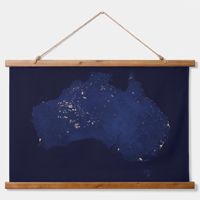 Satellite The Night Lights Of Australia. Hanging Tapestry (Front)
