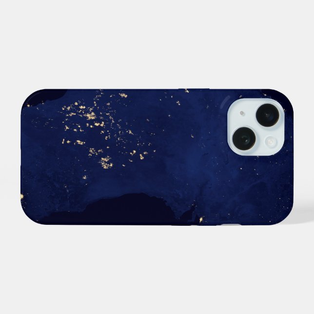 Satellite The Night Lights Of Australia. iPhone 15 Case (Back Horizontal)