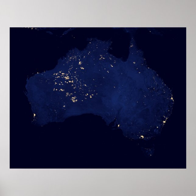 Satellite The Night Lights Of Australia. Poster (Front)
