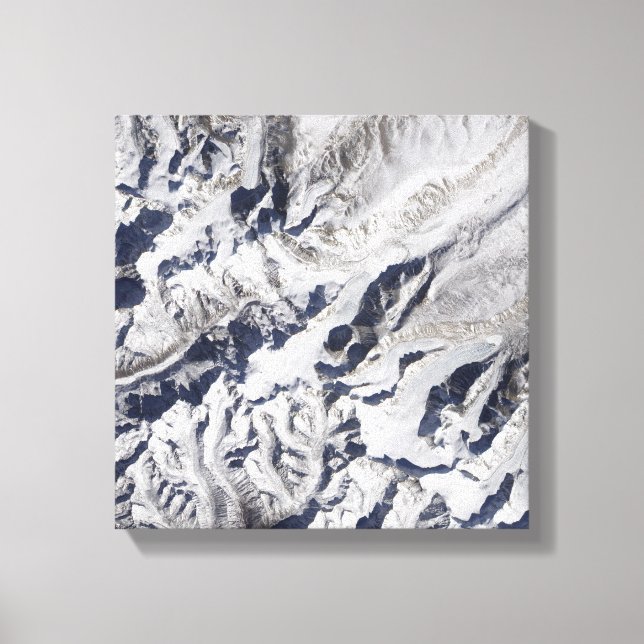 Satellite view of a Himalayan glacier Canvas Print (Front)