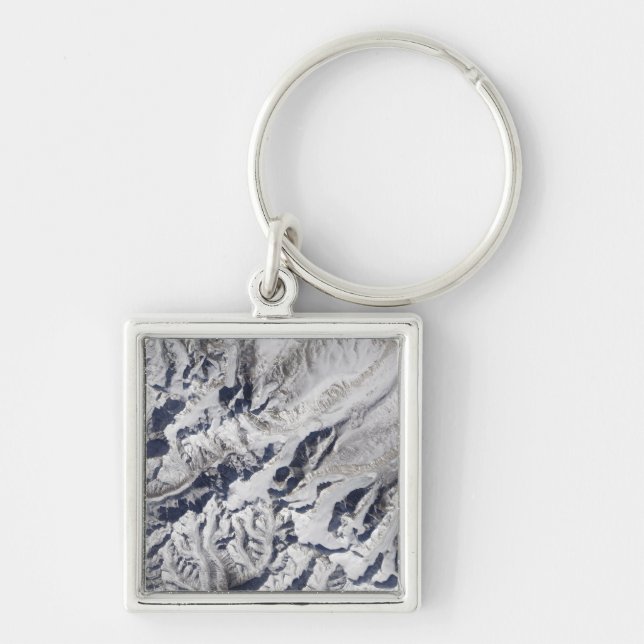Satellite view of a Himalayan glacier Key Ring (Front)