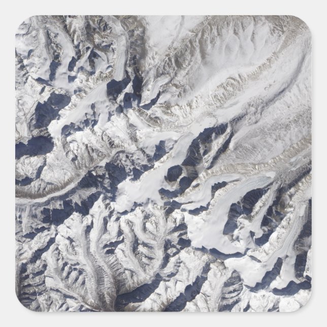 Satellite view of a Himalayan glacier Square Sticker (Front)