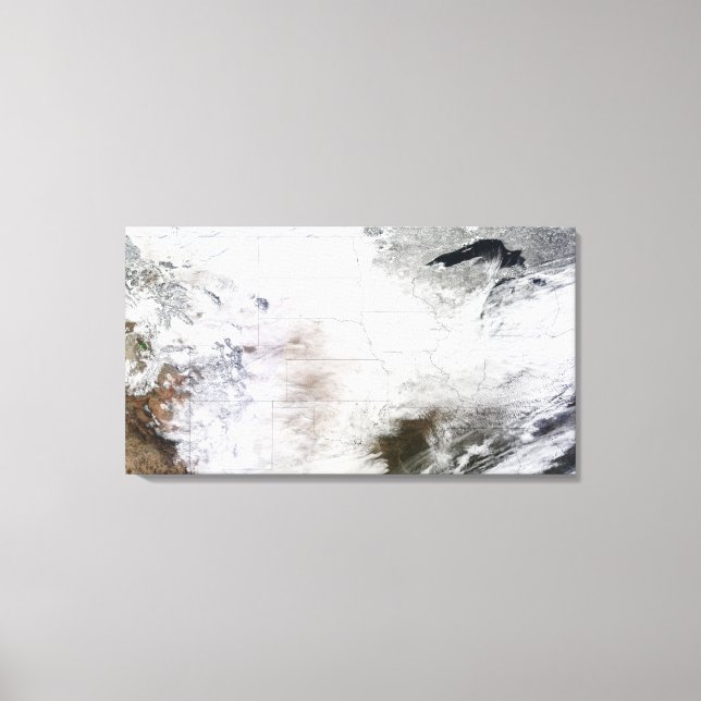 Satellite view of a massive winter storm over U Canvas Print (Front)
