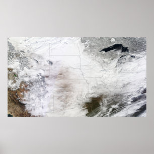 Satellite view of a massive winter storm over U Poster