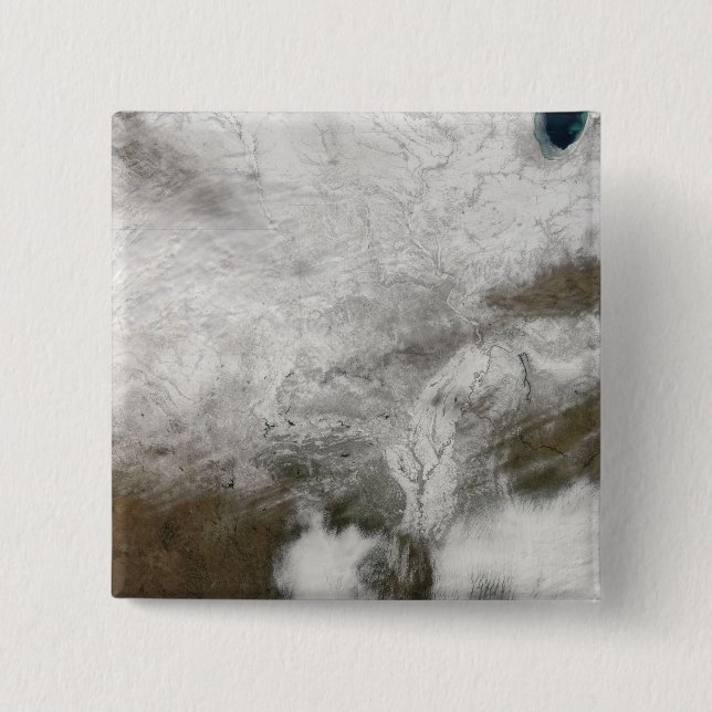 Satellite view of a severe winter storm 15 cm square badge (Front)