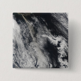 Satellite view of an ash plume 2 15 cm square badge