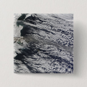 Satellite view of an ash plume 3 15 cm square badge