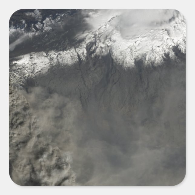 Satellite view of an ash plume 4 square sticker (Front)